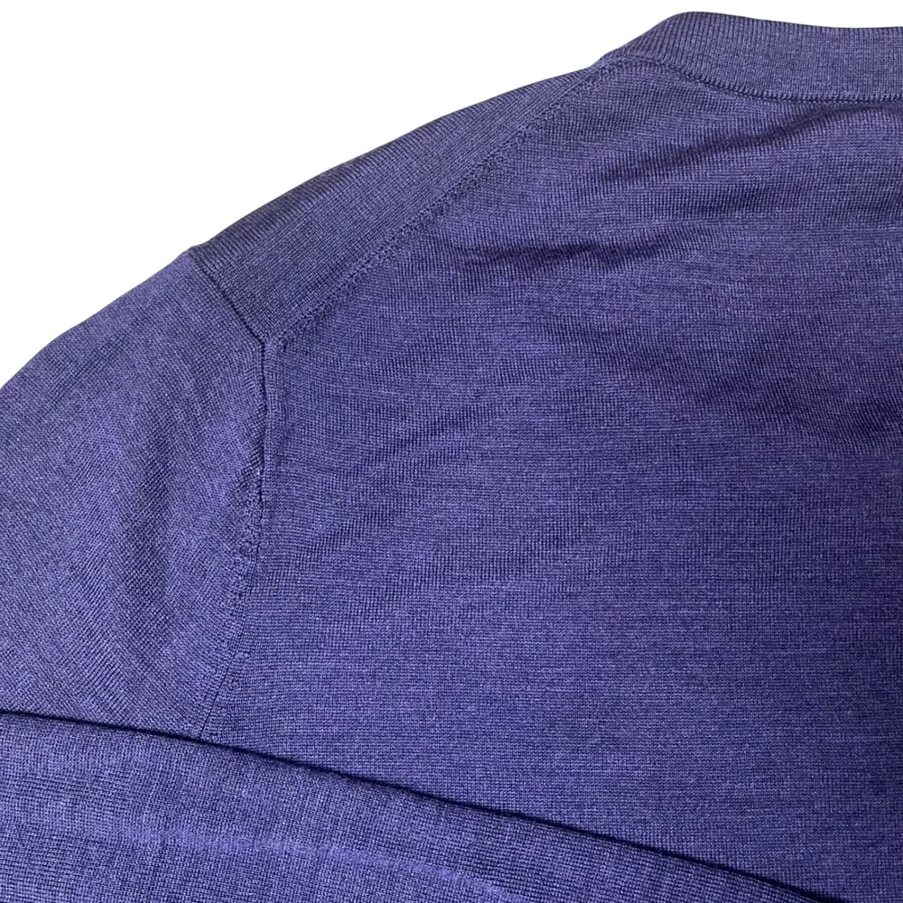 Brooks Brothers V-Neck Sweater Mens Medium Purple Brookstech Merino Wool Knit